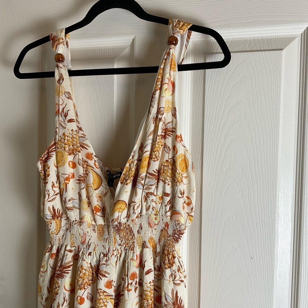 Fashion Nova Pina Coladas Romper Yellow Fruit Print NWT Size Large - Picture 3 of 10